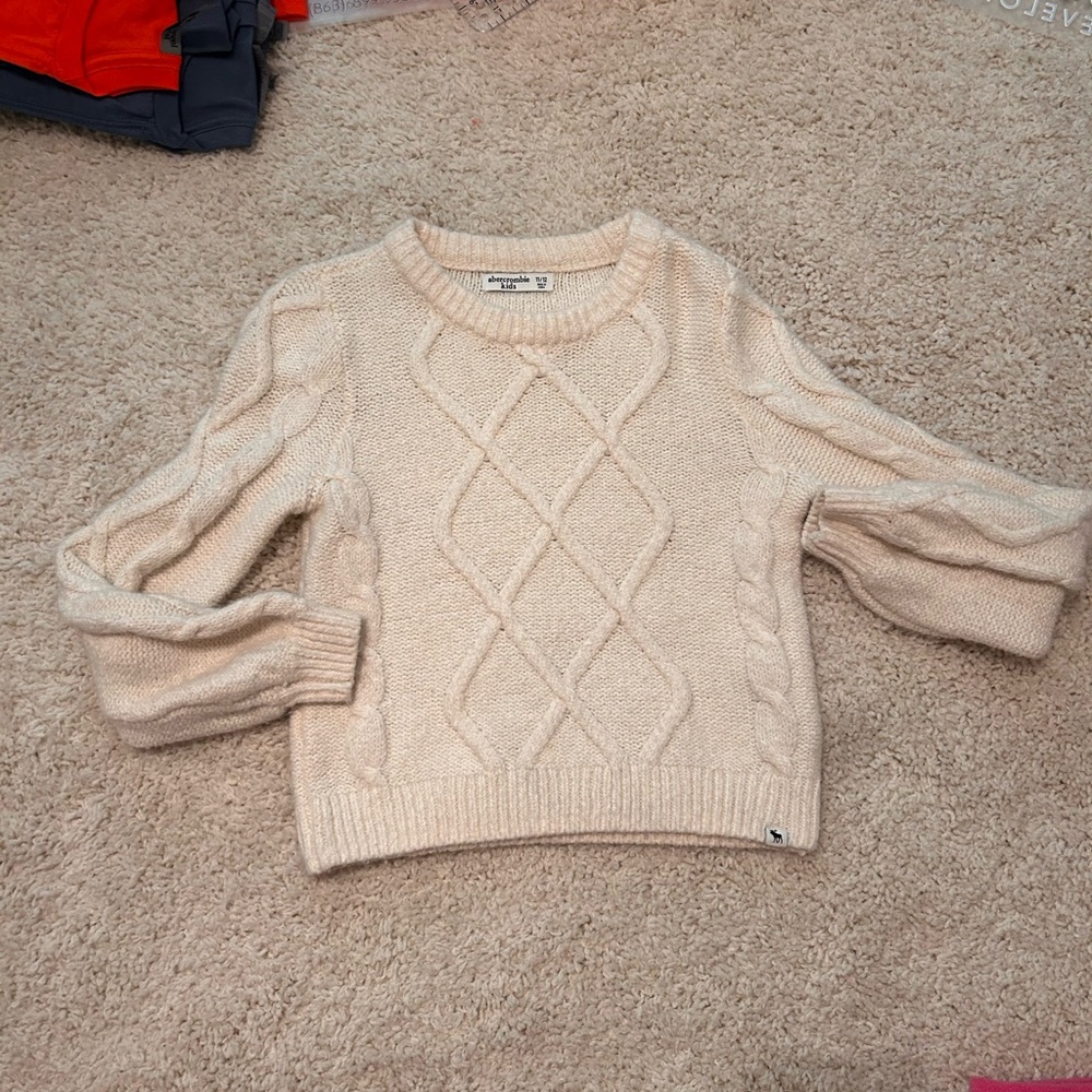 Abercrombie Kids Cream Crew Neck Sweater Classic Knit